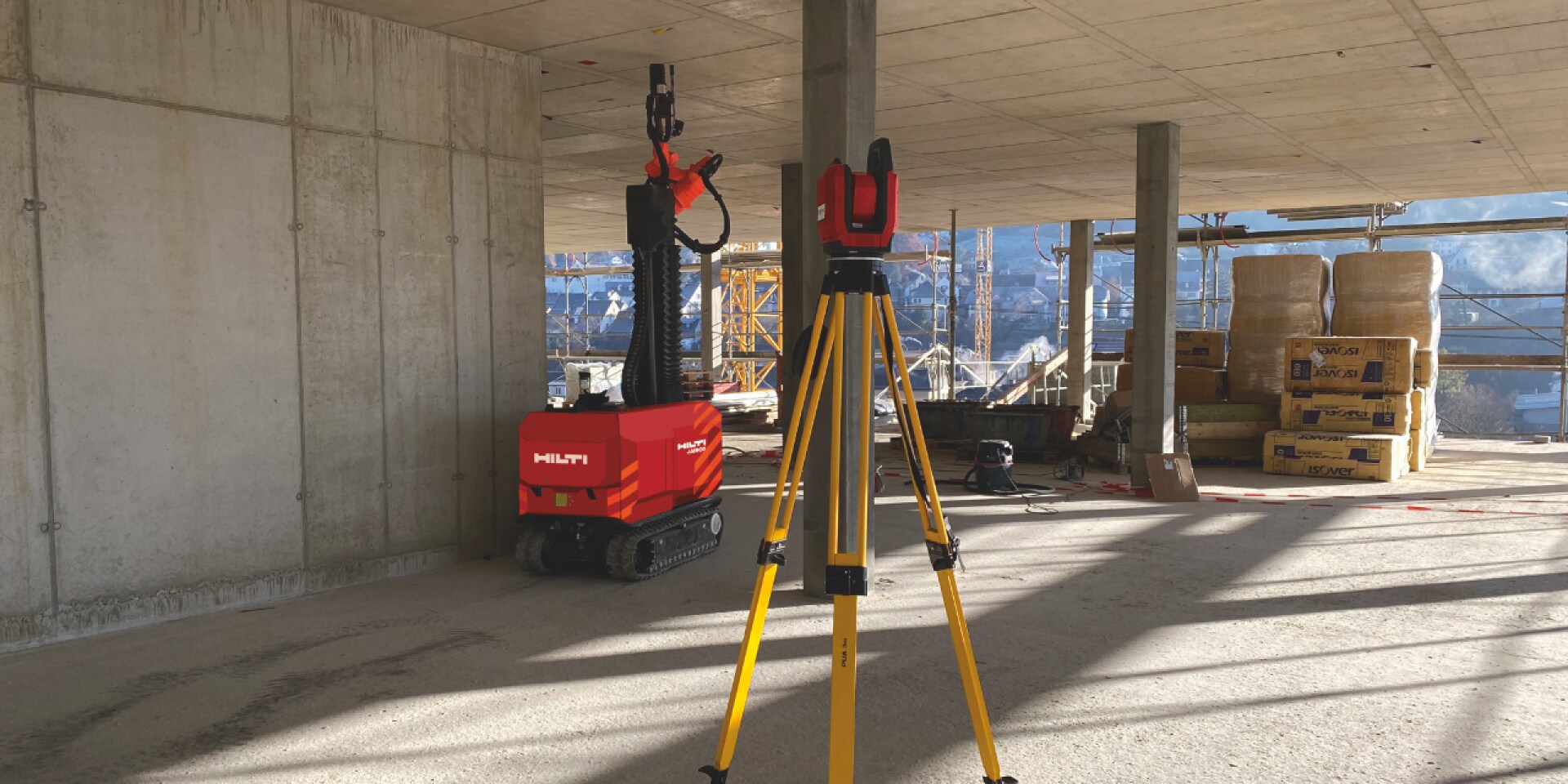 The Jaibot helps helps to relieve construction employees of strenuous and repetitive tasks like overhead drilling.