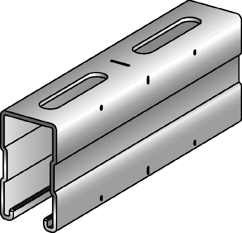 MQ-72-F channel Hot-dip galvanised (HDG) 72 mm high MQ strut channel for medium/heavy-duty applications