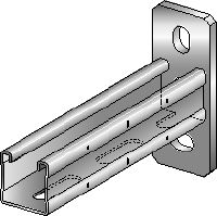MQK-41-F Hot-dip galvanised (HDG) bracket with a 41 mm high, single MQ strut channel for medium-duty applications